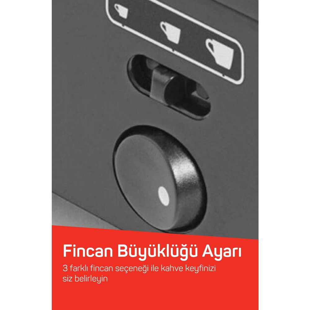 Bir cihazda siyah düğme ve kaydırma çubuğu. Üstte fincan simgeleri.
