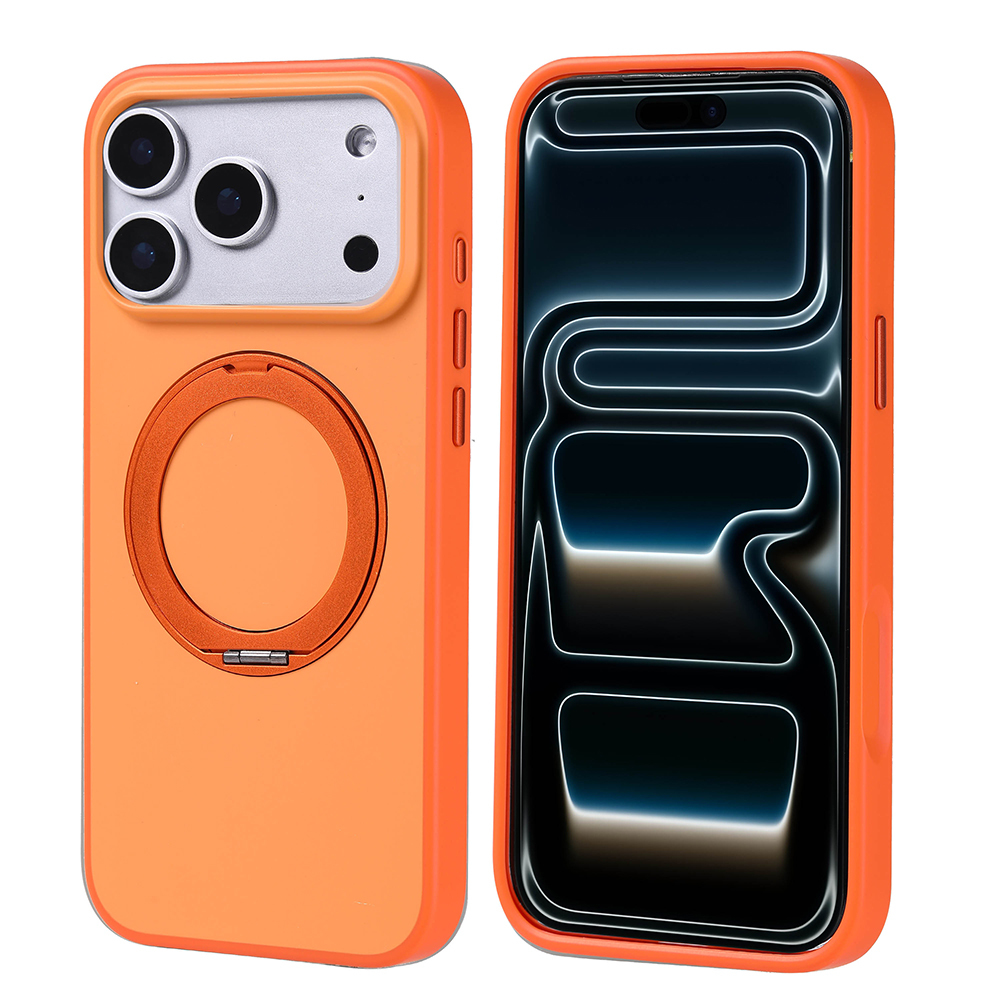 Halka tutuculu turuncu iPhone kılıfı ve gösterilen telefon.