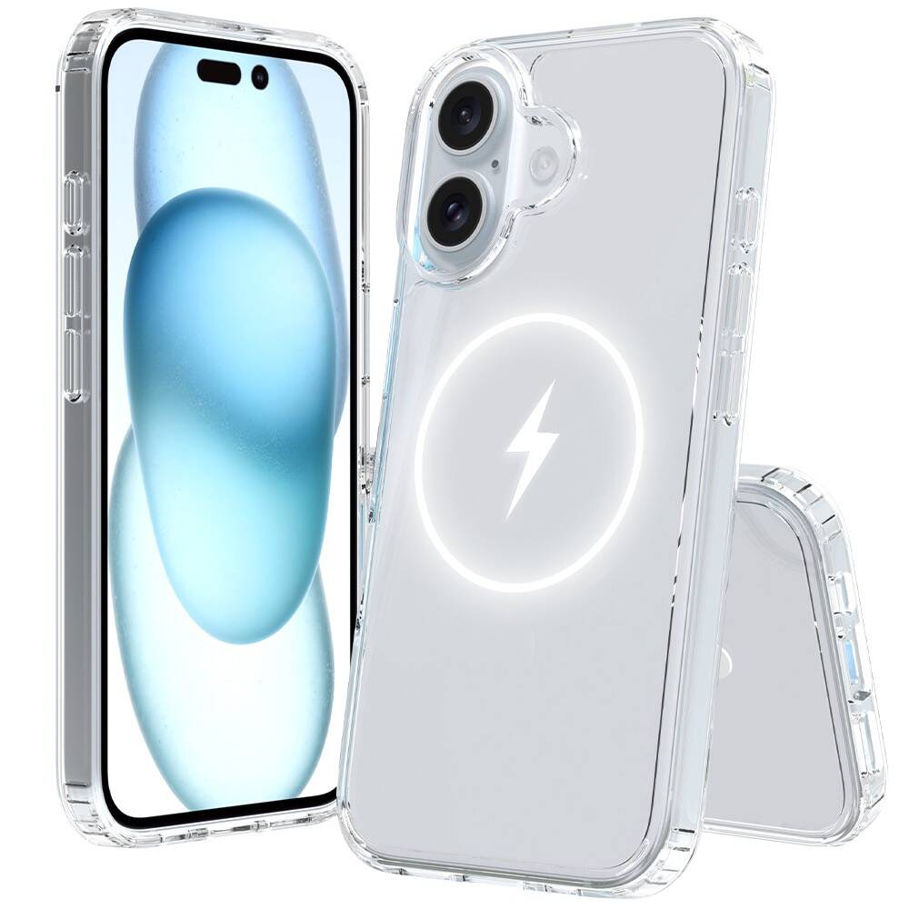 Arkada şimşek tasarımlı şeffaf telefon kılıfı, telefonun yanında.