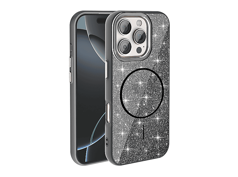 LOPARD iPhone 16 Pro Max Uyumlu Mgsafe Şarj Özellikli Parlayan Simli Okso Kapak Telefon Kılıfı Çok Renkli