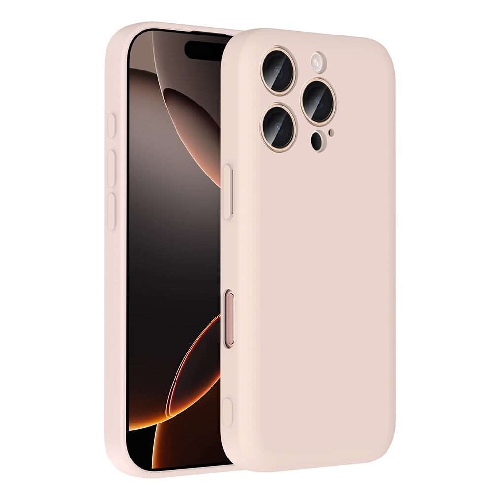 Üç lensli kamera ünitesine sahip açık pembe bir iPhone.