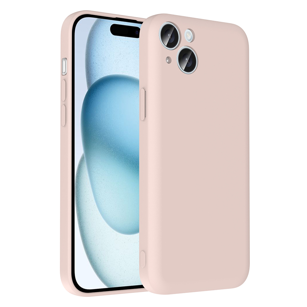 Arkada iki kamerası olan açık pembe akıllı telefon, beyaz zeminde gösteriliyor.