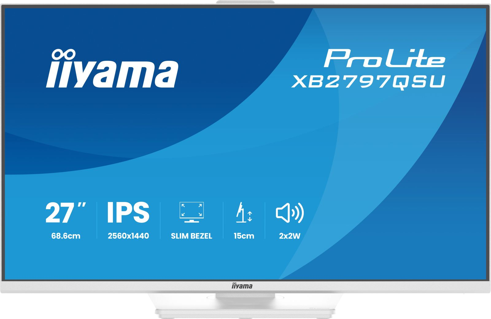Monitor Iiyama ProLite XB2797QSU: 27", IPS, 2560x1440, cornice sottile, altezza 15cm, altoparlanti 2x2W.