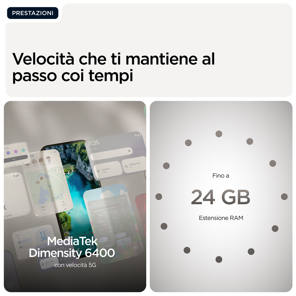 Smartphones mit MediaTek Dimensity 6400 und 24 GB RAM-Erweiterung.