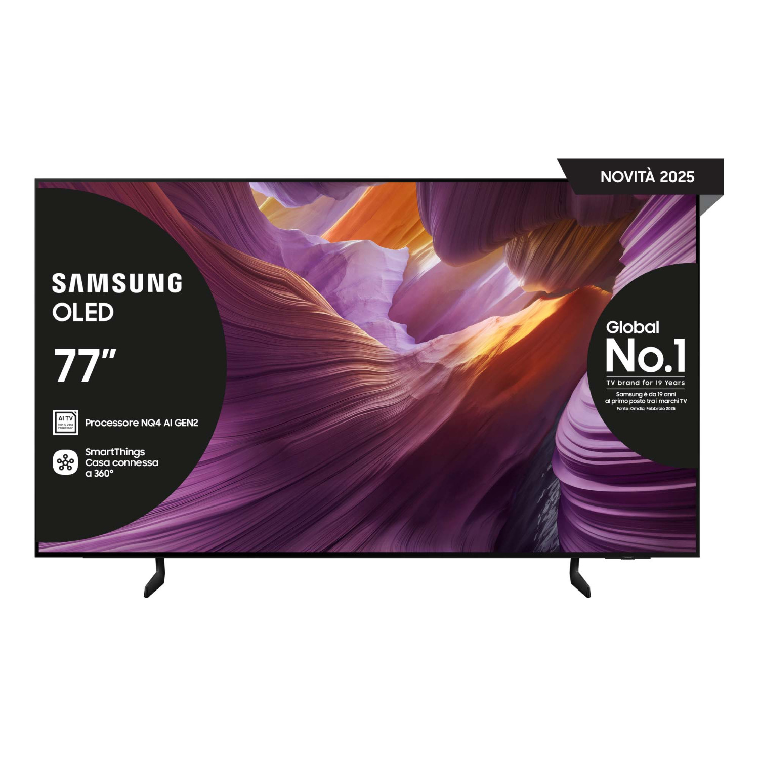 TV Samsung OLED 77" avec processeur AI Gen 2 et SmartThings. Marque TV mondiale N°1.