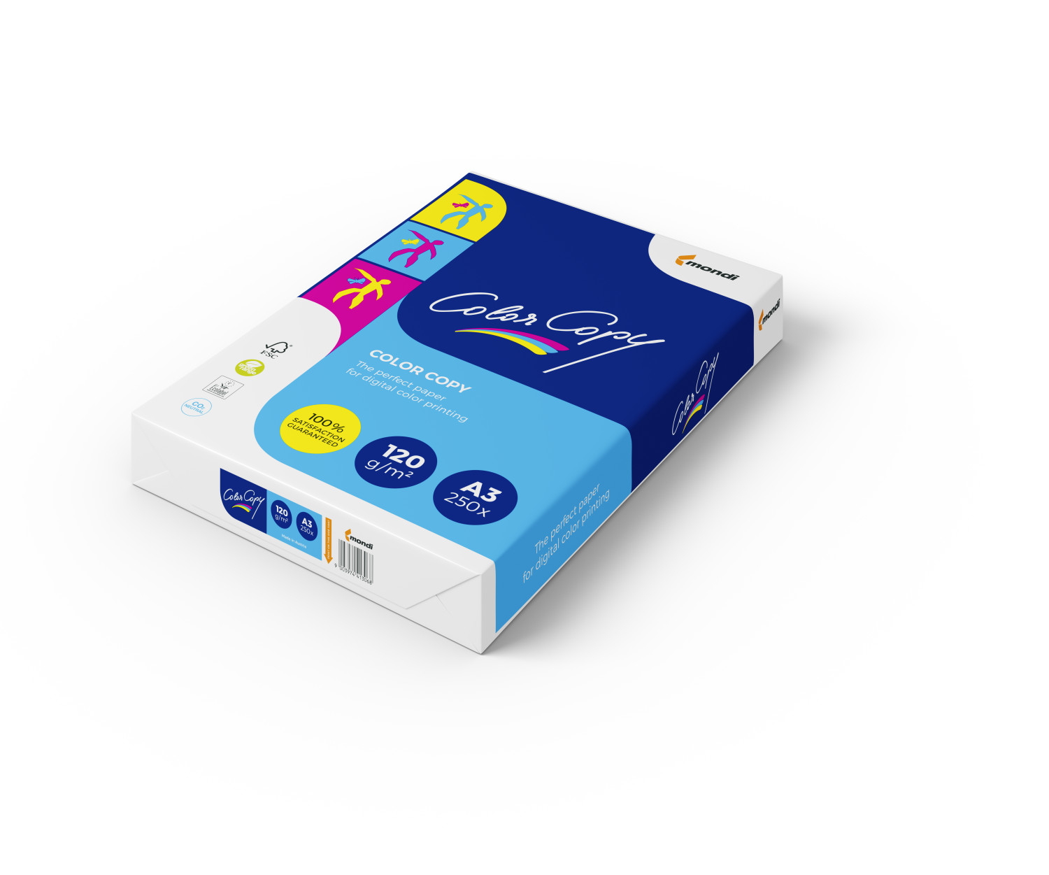 Packung Color Copy Papier, A3, 120 g/m², 250 Blatt, blau/weiß mit Aufdruck