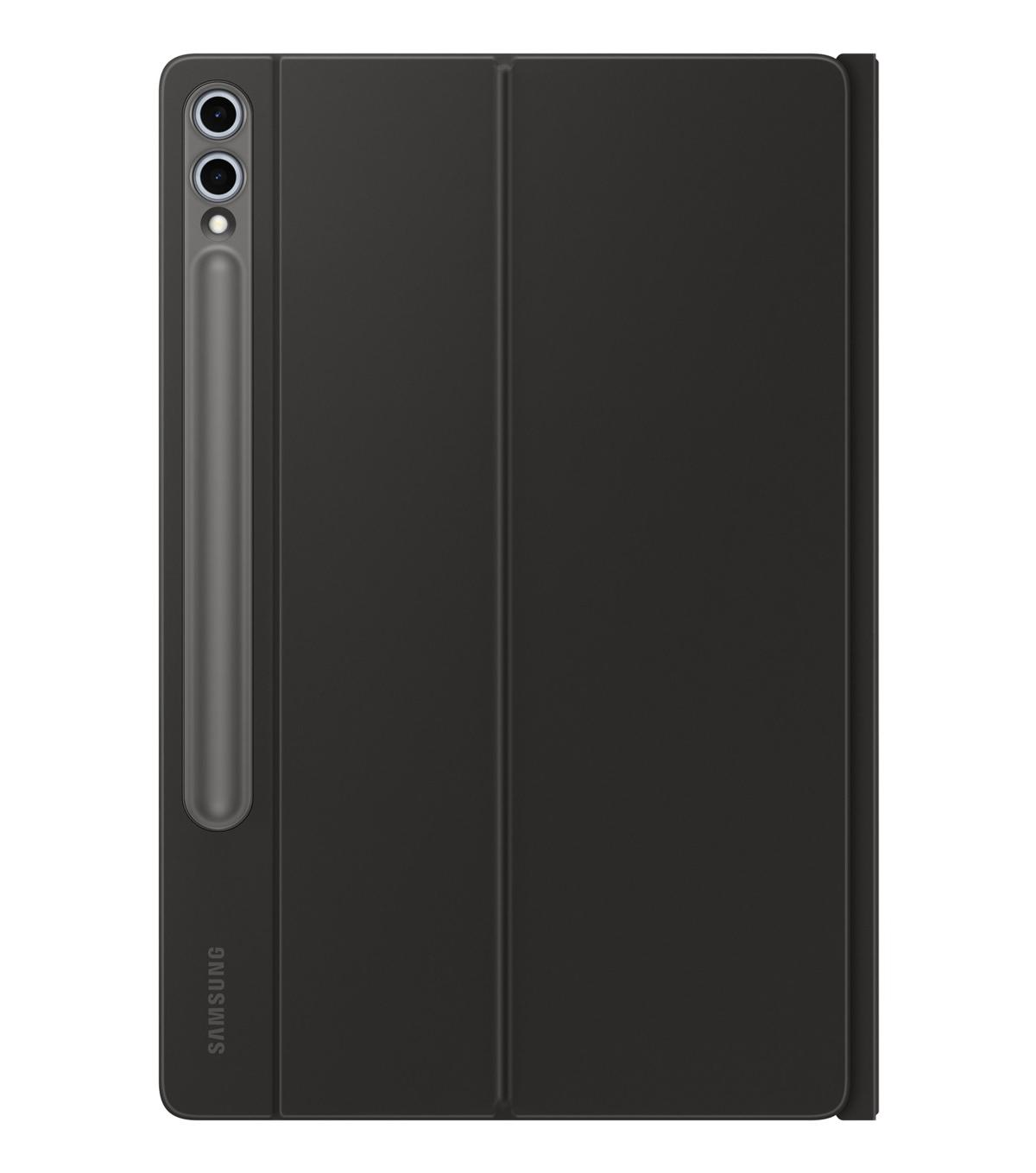 Housse noire pour tablette avec support stylet et logo Samsung.