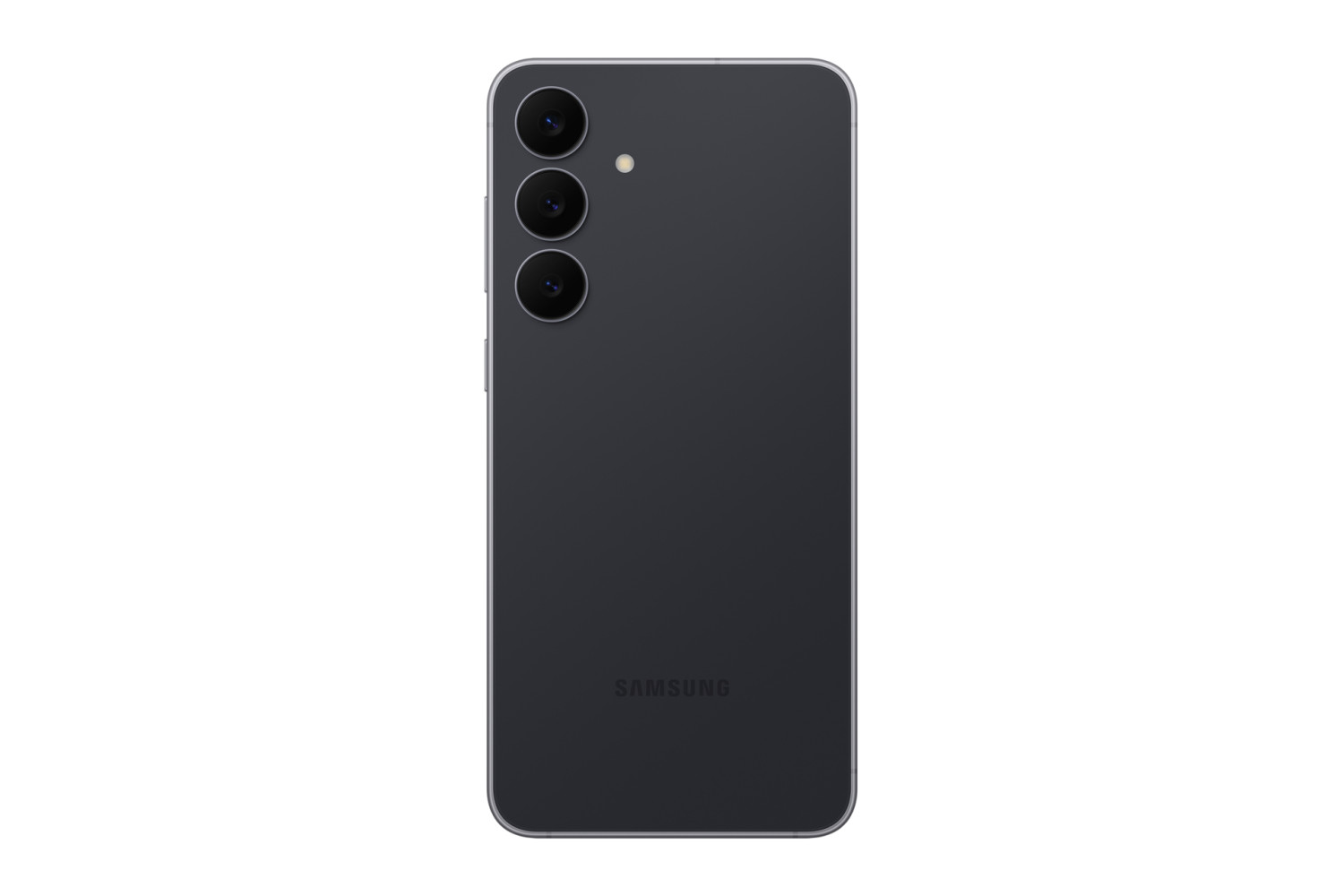 Retro di uno smartphone Samsung scuro con tre fotocamere e flash.