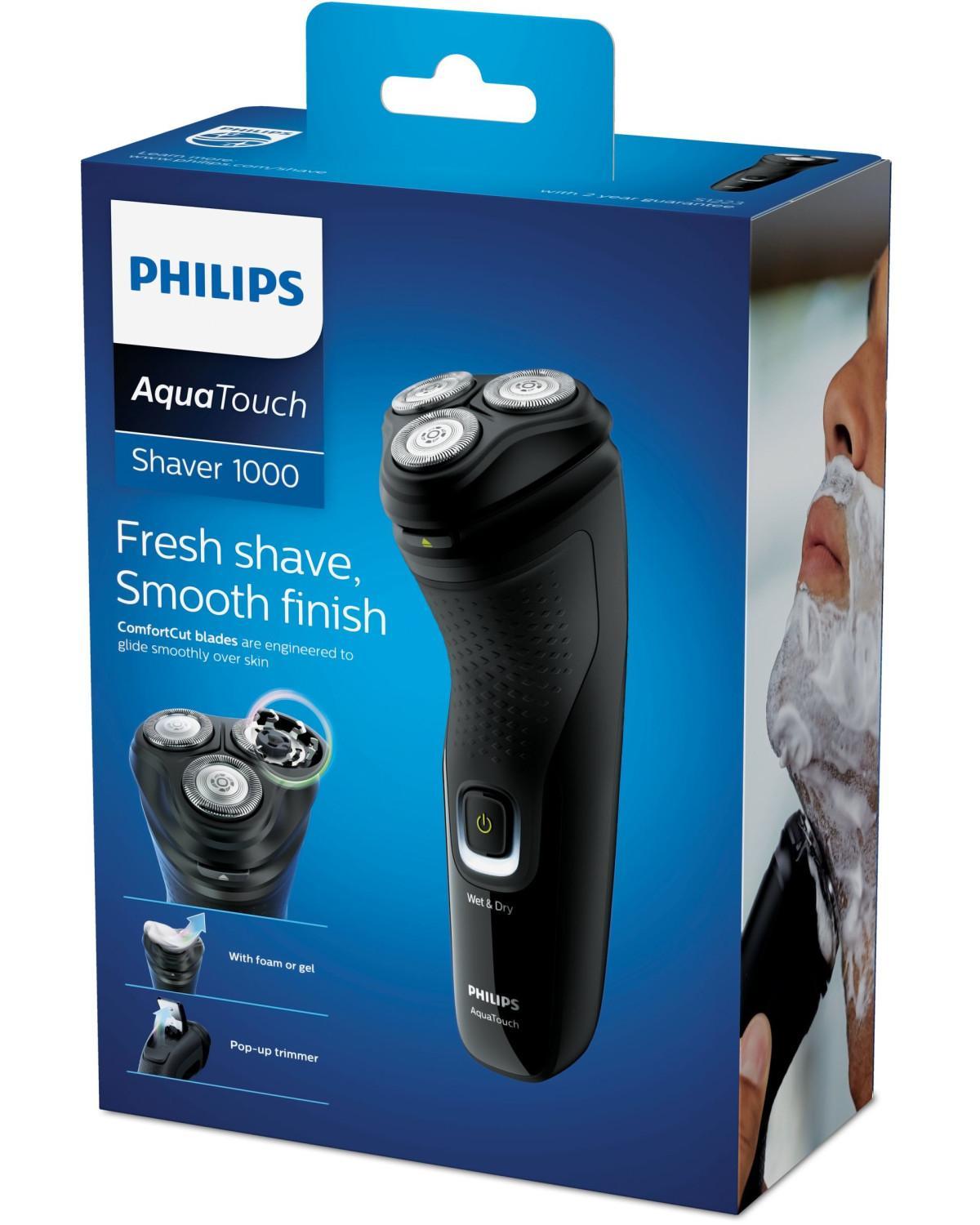 Philips AquaTouch Tıraş Makinesi 1000, üç başlığıyla ıslak ve kuru kullanıma uygundur.