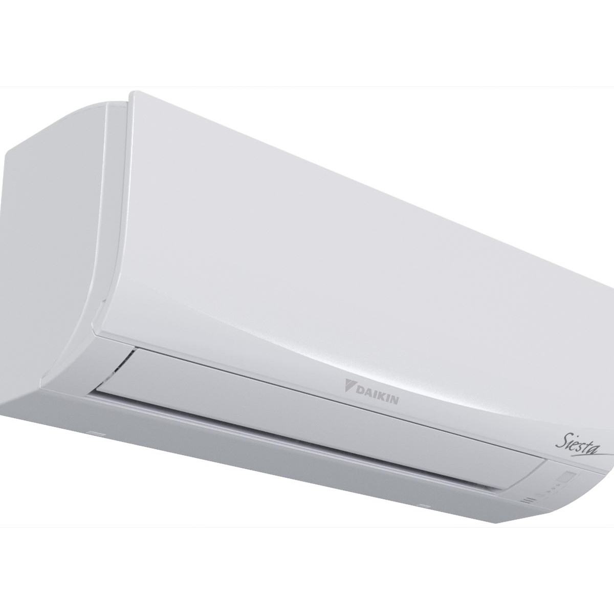 Beyaz Daikin Siesta klima, duvara monte, yakın çekim.