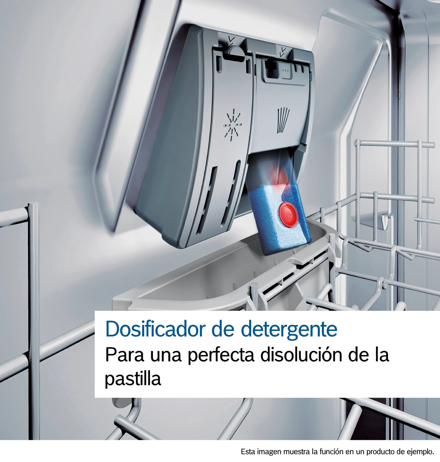 Lavavajillas: Dosificador de detergente con pastilla.