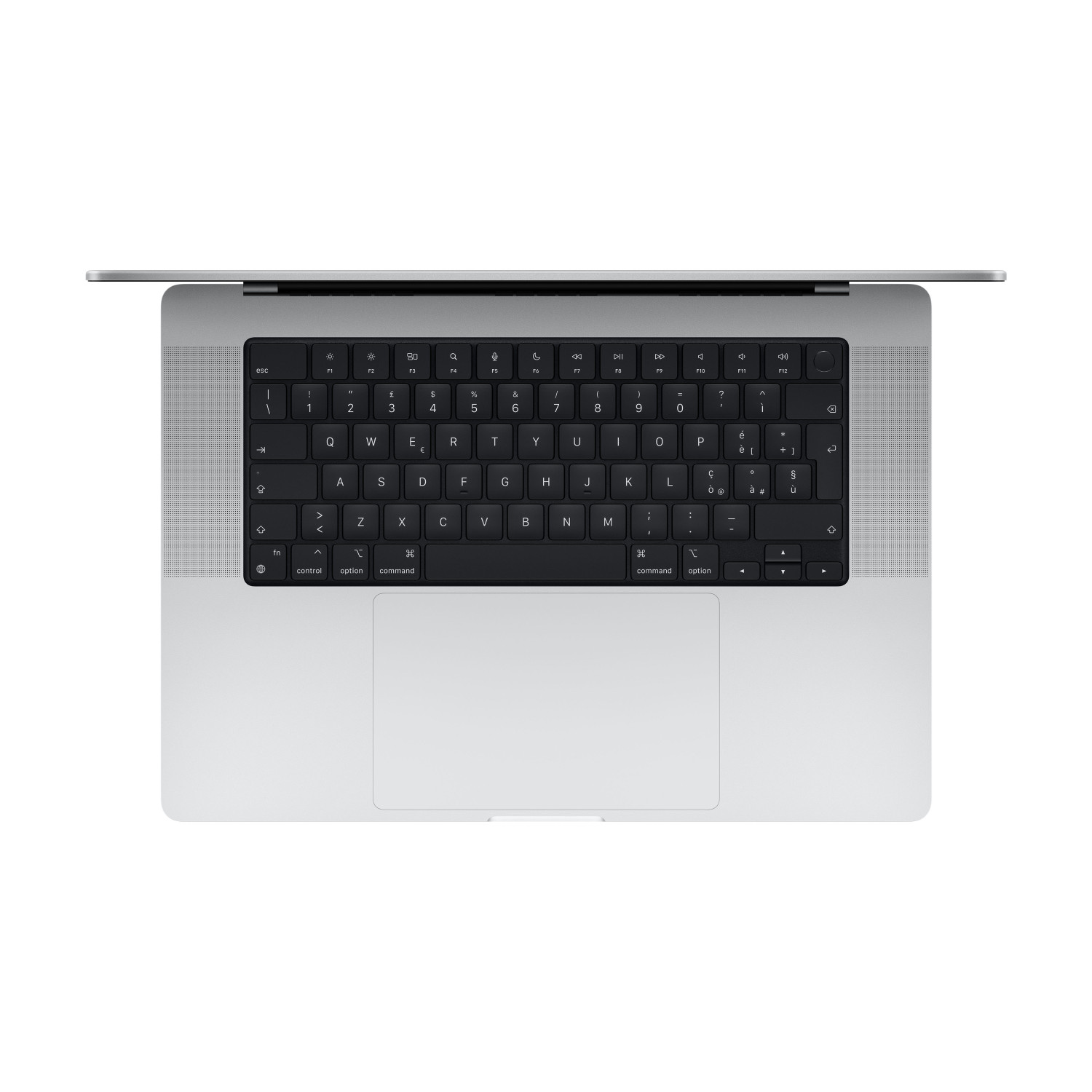 Laptop argentato aperto con tastiera e trackpad a fuoco.
