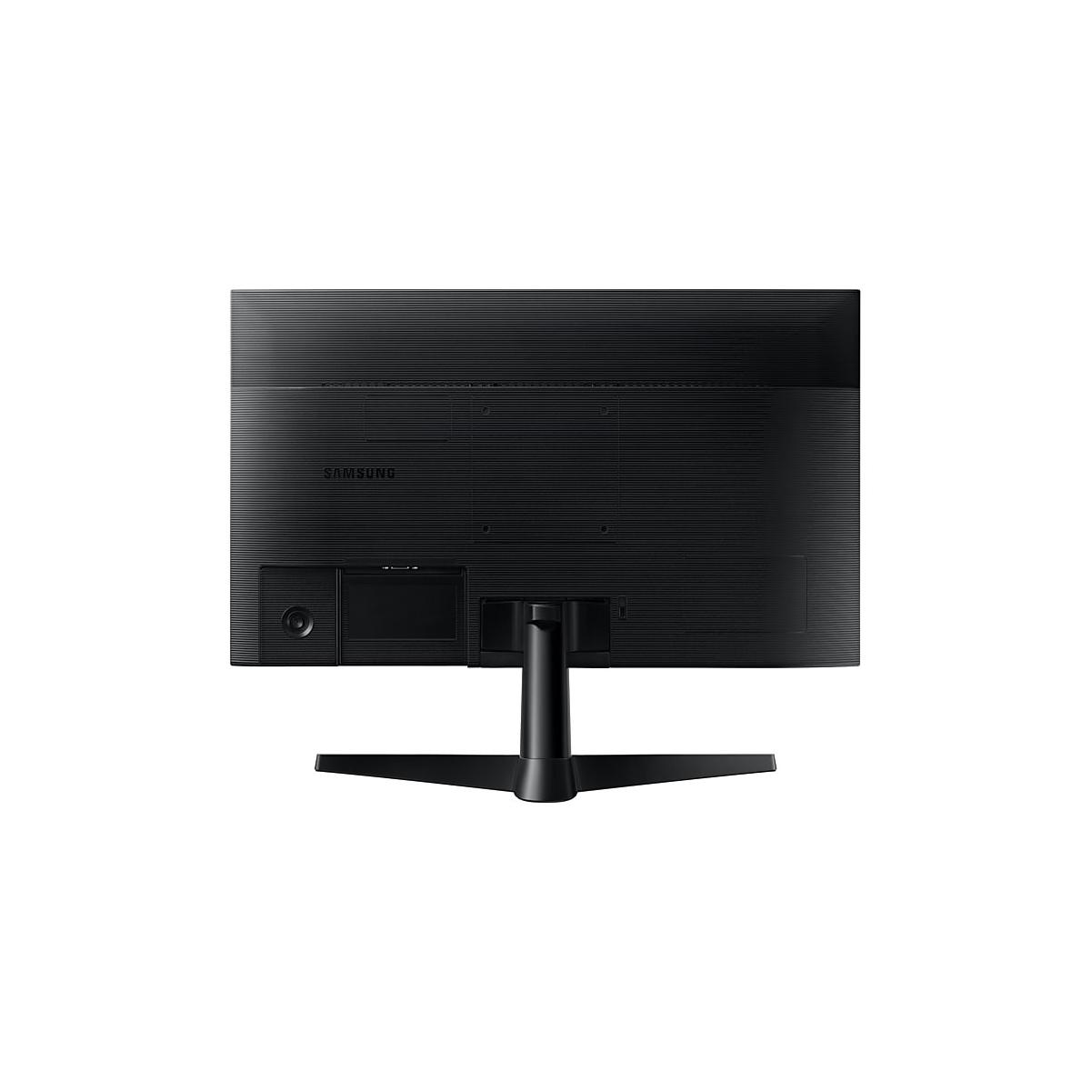 Vista posteriore di un monitor Samsung nero con porte e supporto.