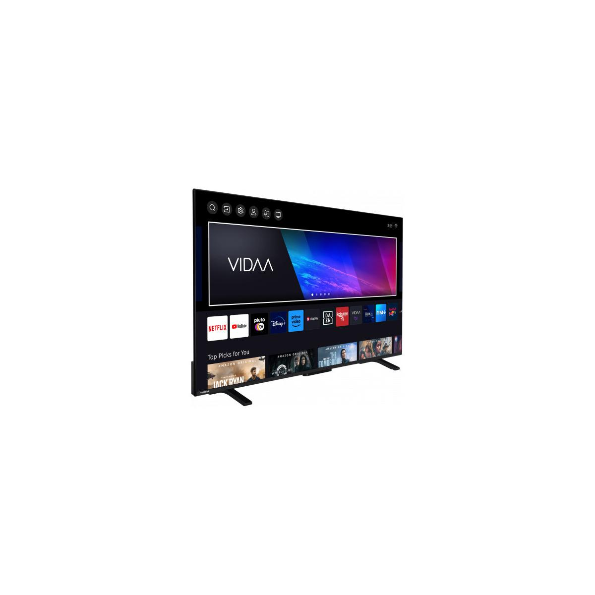 Un televisore moderno che mostra il logo VIDAA e varie icone di app di streaming.