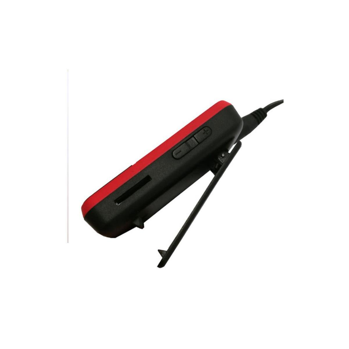 Dispositivo nero e rosso con clip e connessione cavo.