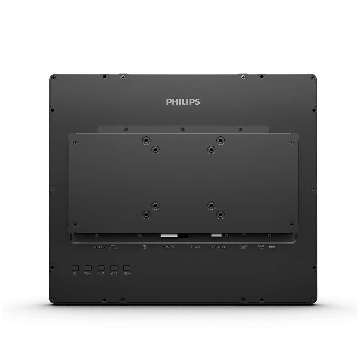 Retro di un monitor nero con porte come USB, DVI, HDMI e D-Sub.