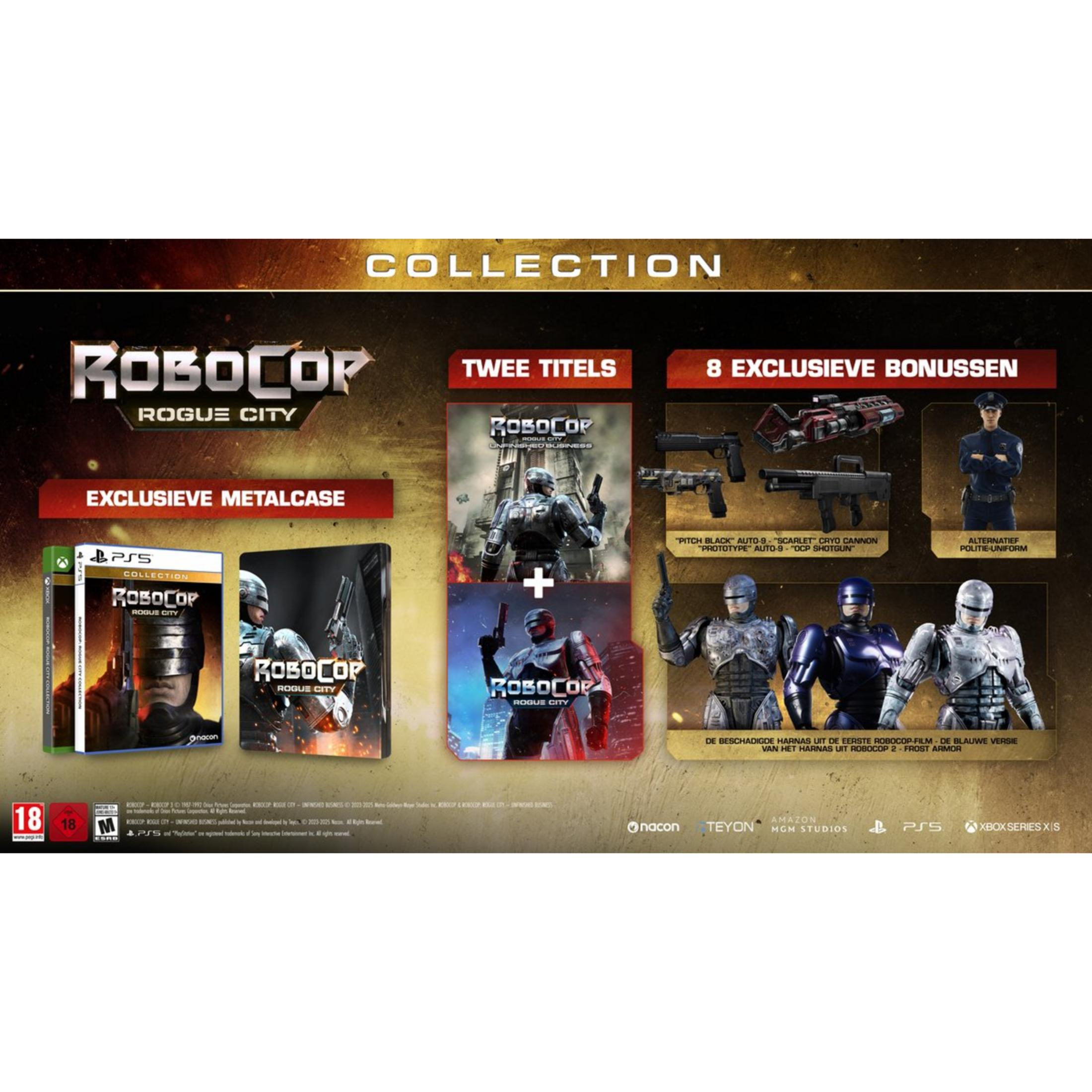 Collezione RoboCop: Steelcase, 2 giochi, armi e uniforme da poliziotto.