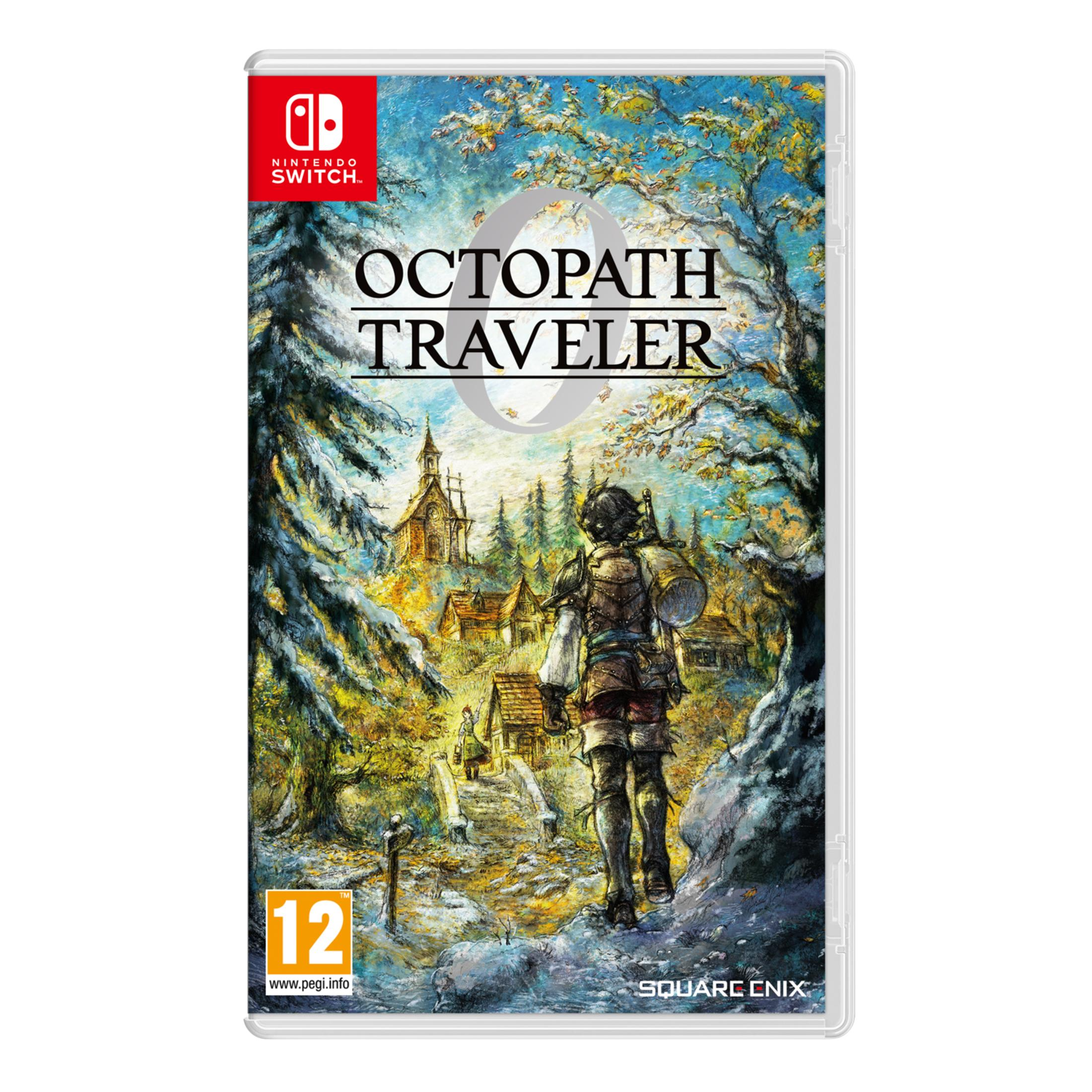 Copertina gioco Nintendo Switch: Un guerriero sale un sentiero di montagna verso un villaggio.