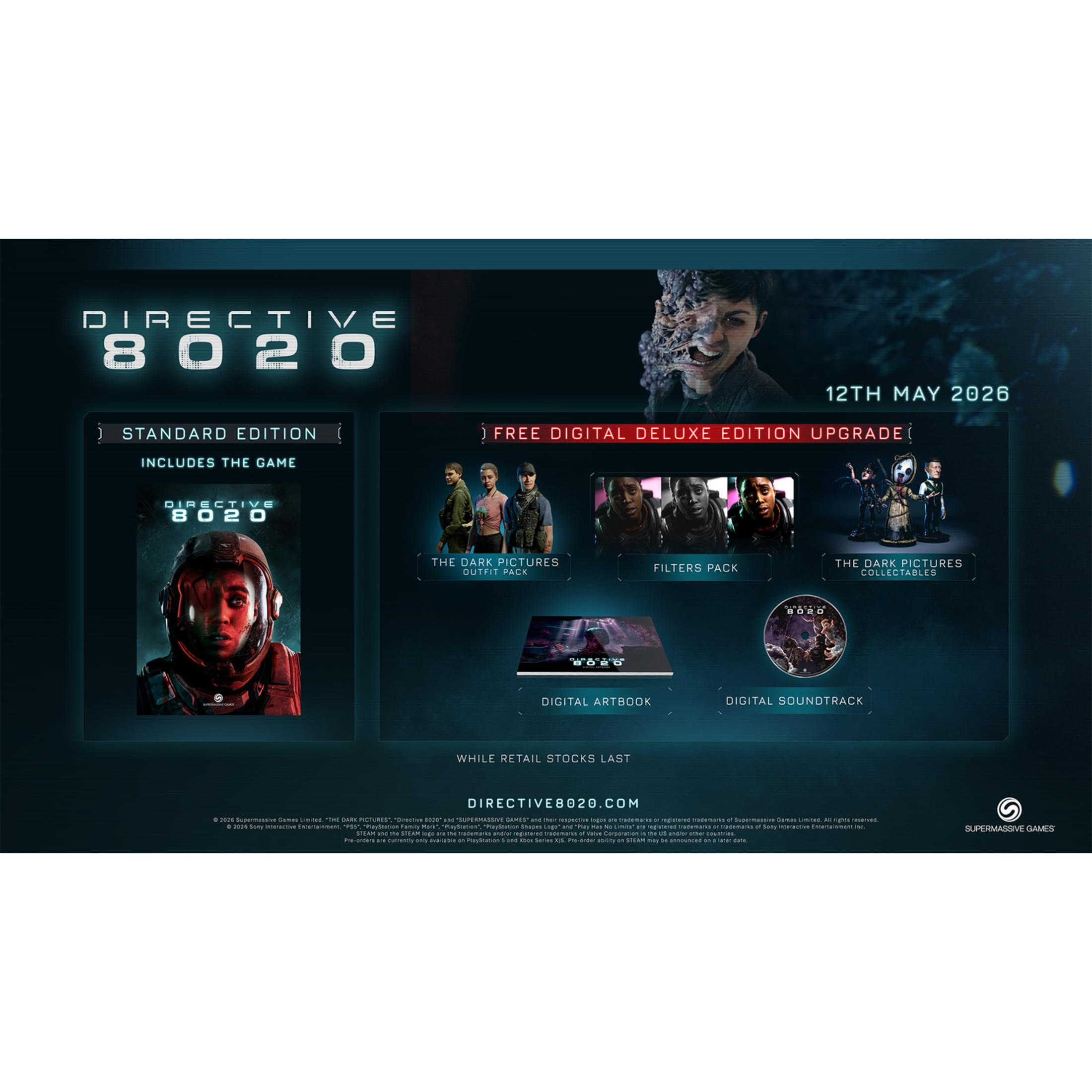 Annuncio del gioco Directive 8020 con contenuti dell'edizione standard e deluxe.