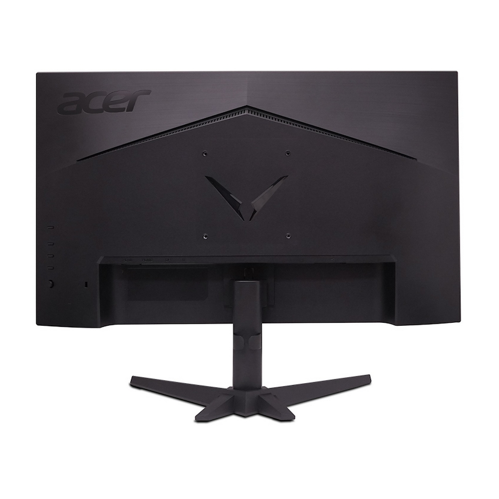 Vista posteriore di un monitor gaming Acer nero con design a V e supporto.