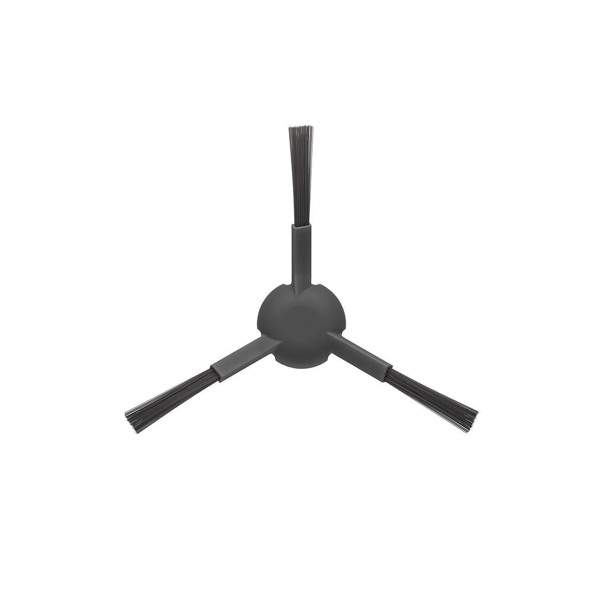 Cepillo lateral gris oscuro para robot aspirador, aislado sobre fondo blanco.