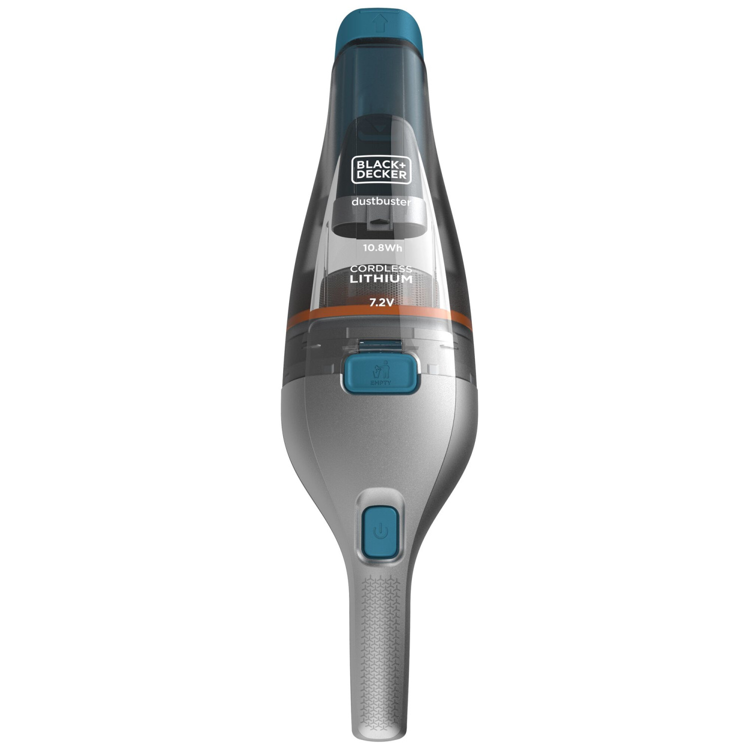 Un'elegante aspirapolvere portatile senza fili Black+Decker grigia e blu.