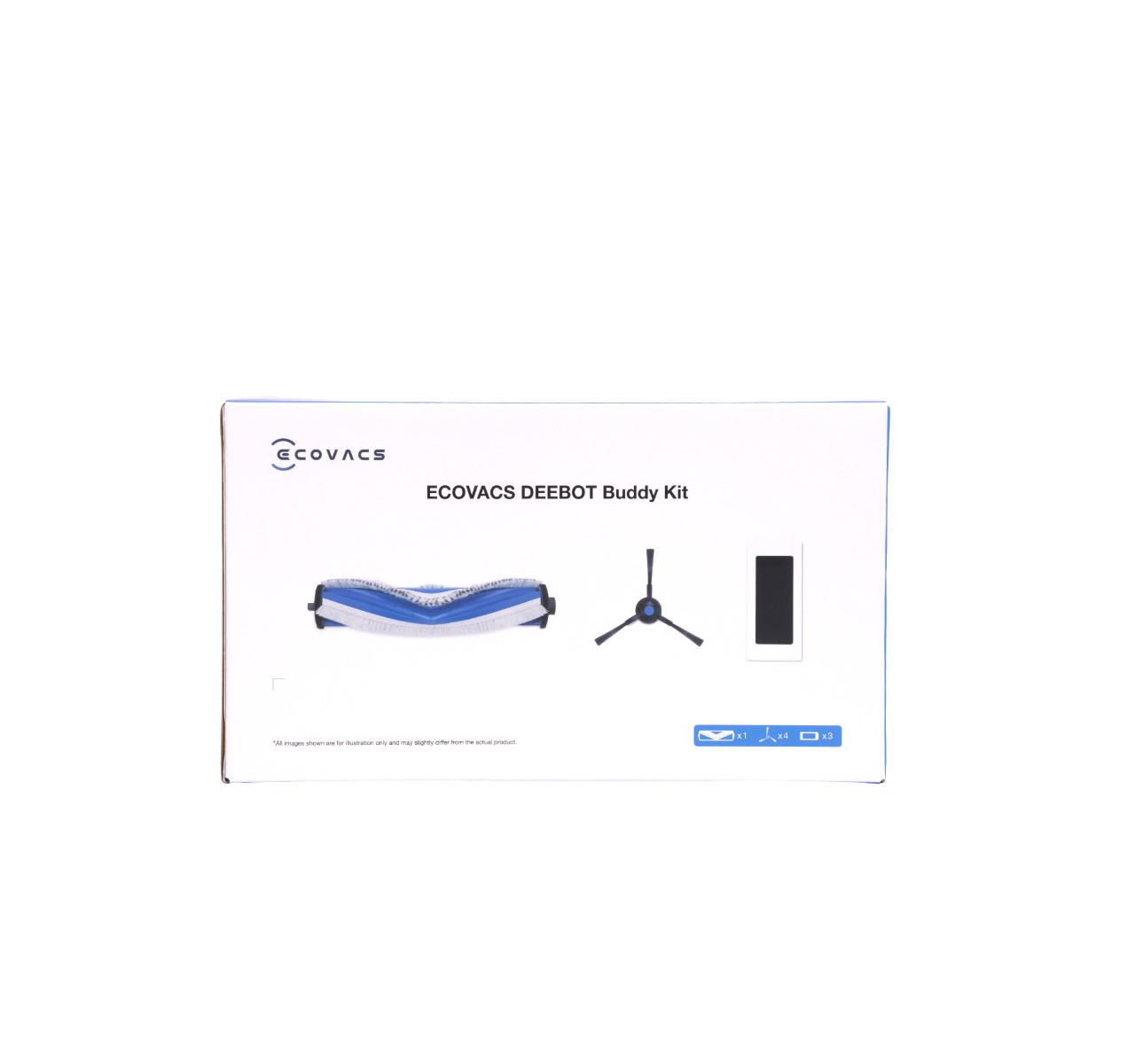 Kit ECOVACS DEEBOT Buddy con spazzola rotante, spazzola laterale e filtro.