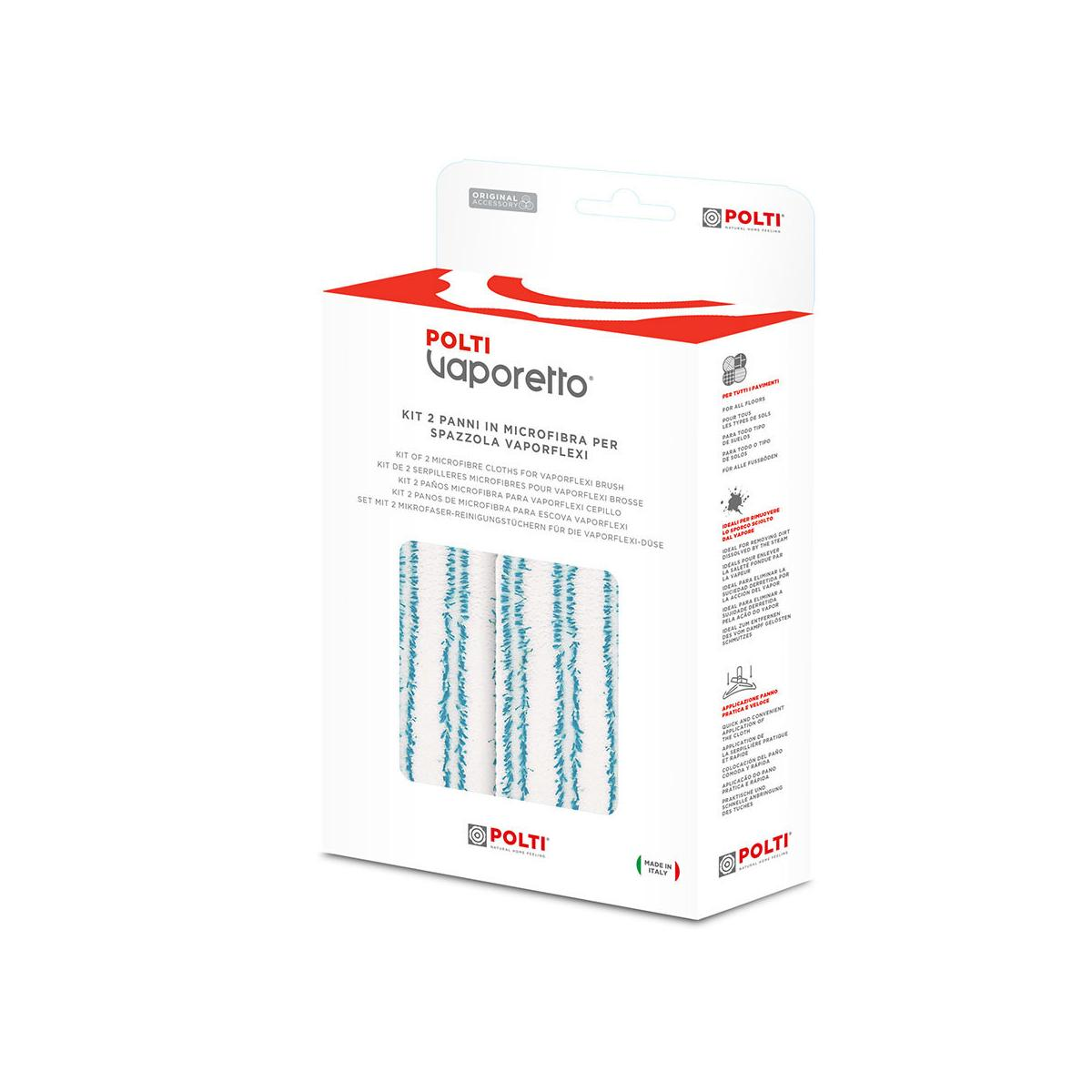 Confezione di kit 2 panni microfibra Polti Vaporetto per spazzola.
