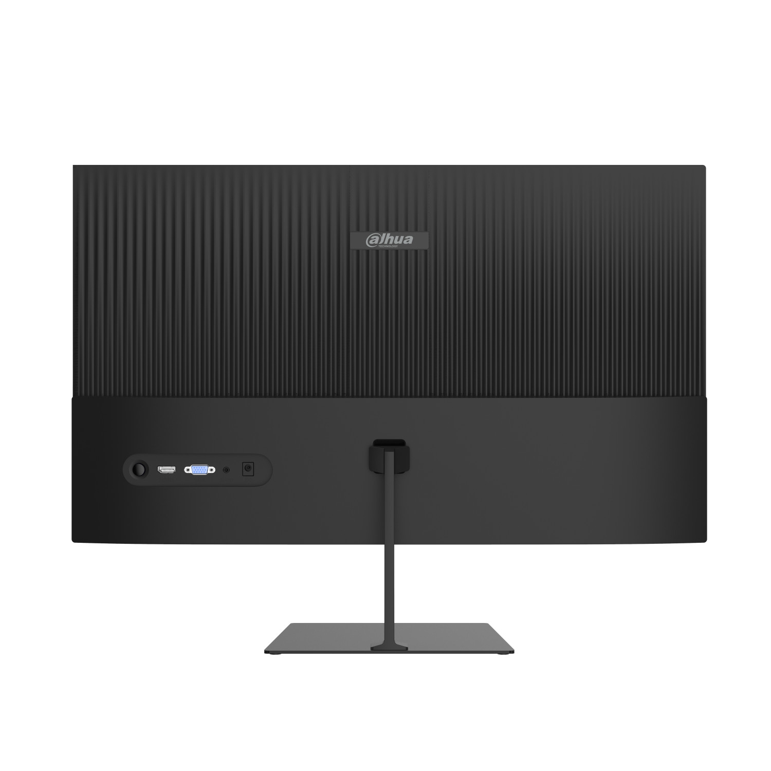 Parte trasera de un monitor negro con puertos y el logo de Dahua.