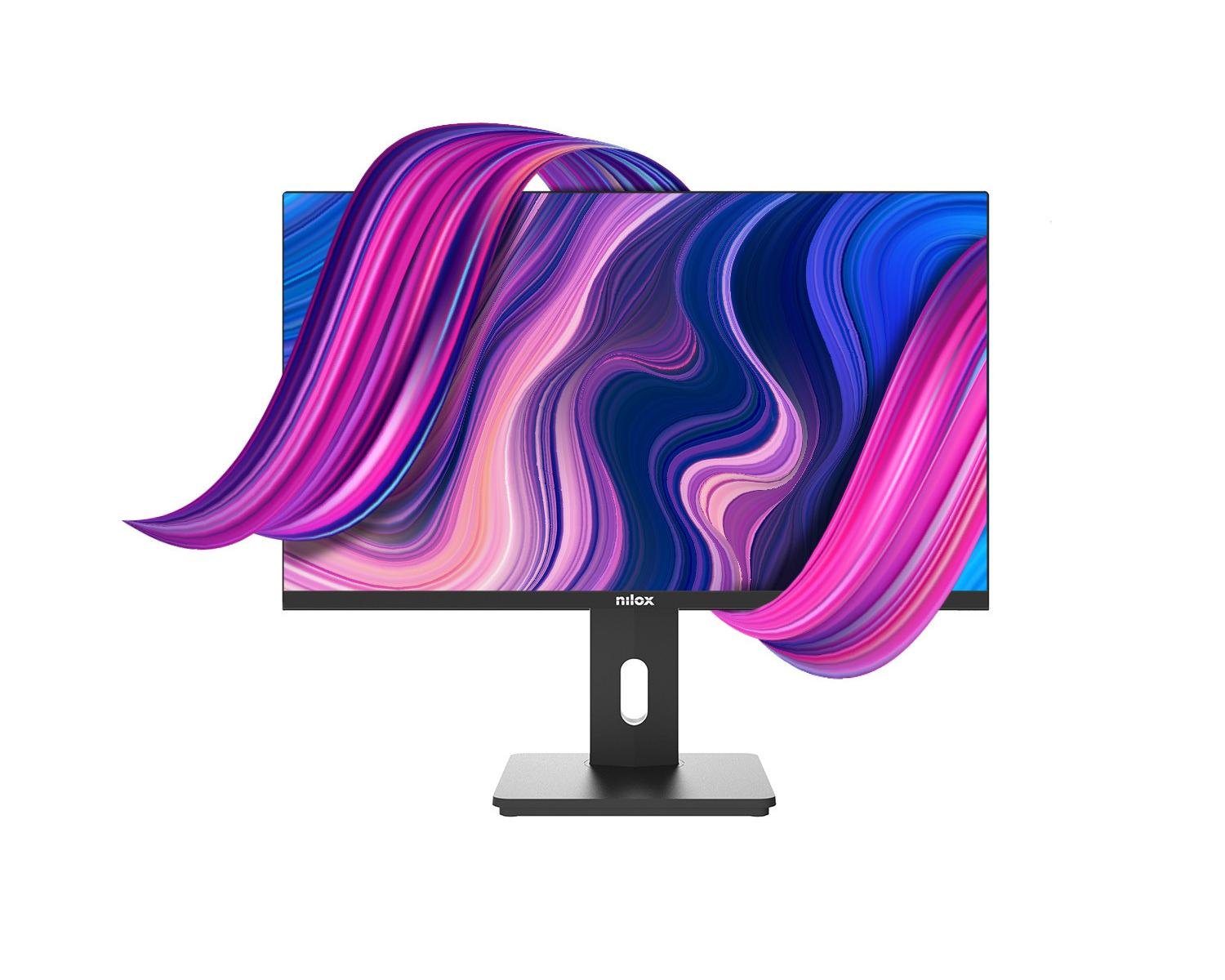 Un monitor que muestra un patrón abstracto y colorido en su pantalla.
