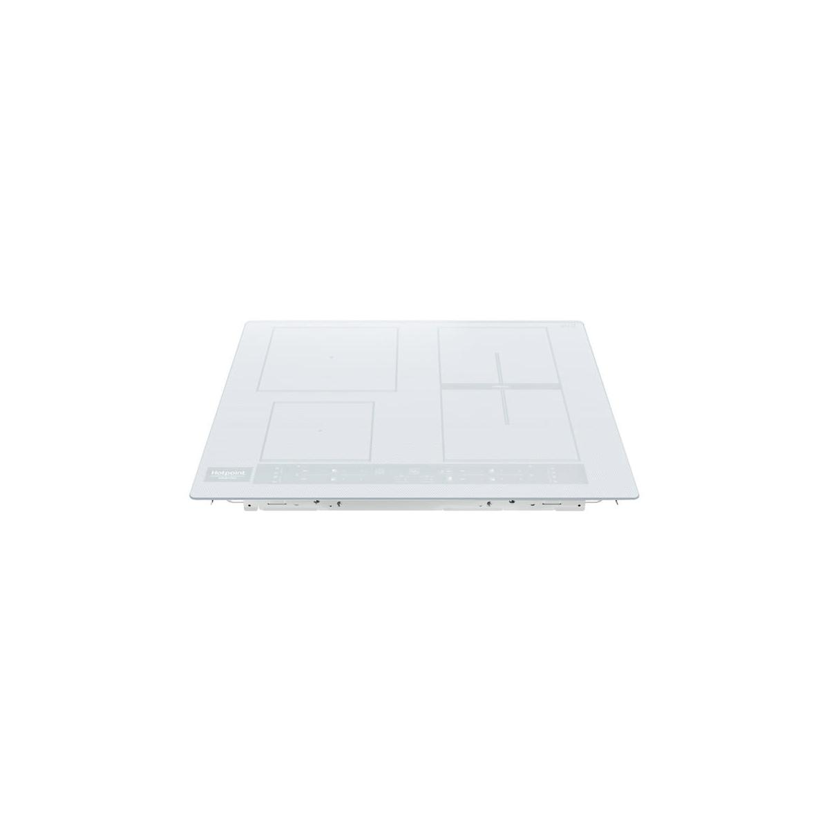 Un piano cottura a induzione bianco con quattro zone e pannello touch.
