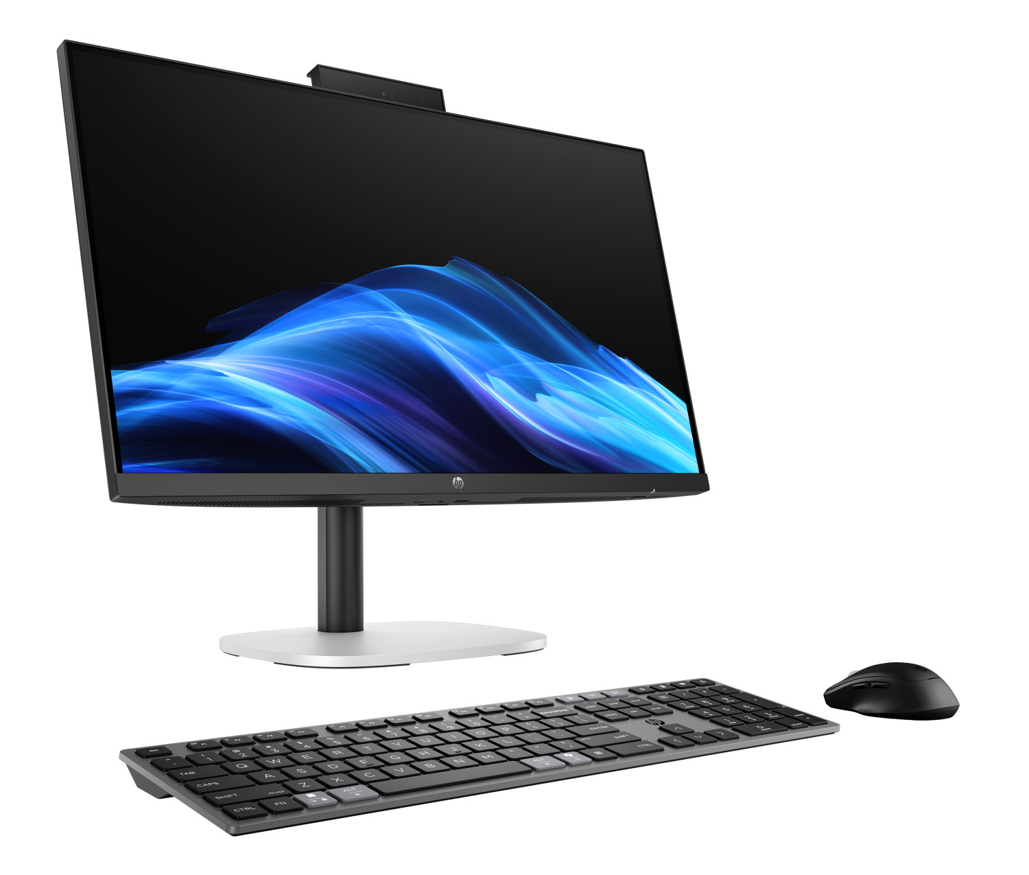 Un computer all-in-one con schermo grande, tastiera e mouse.