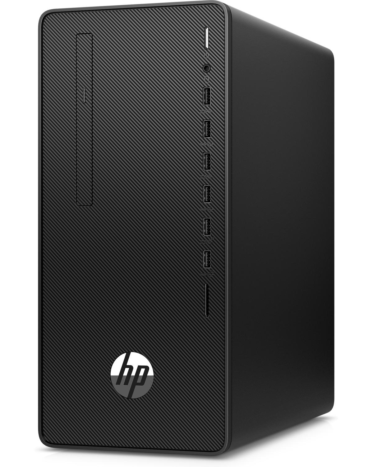 Case desktop HP nero con porte USB e fessure di ventilazione.