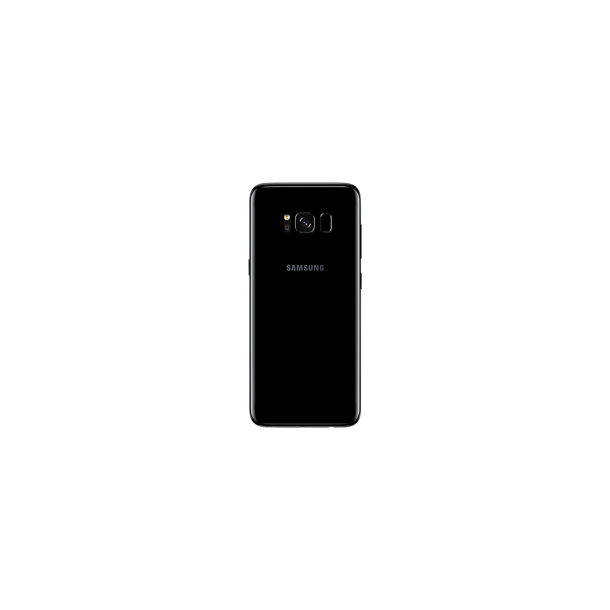 Retro di un elegante smartphone Samsung nero con obiettivo della fotocamera.