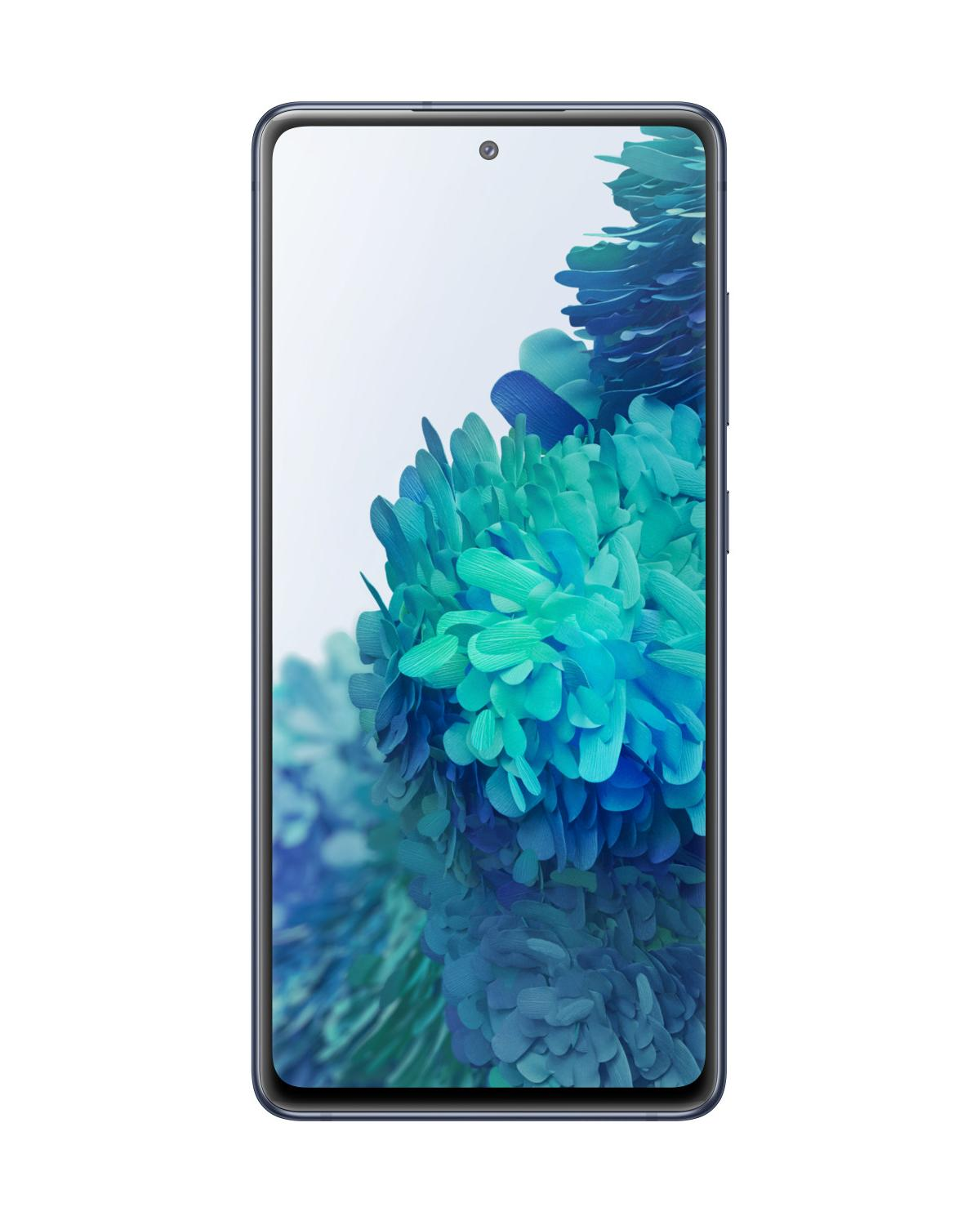 Ein dunkles Smartphone mit einem blauen und grünen Hintergrundbild.