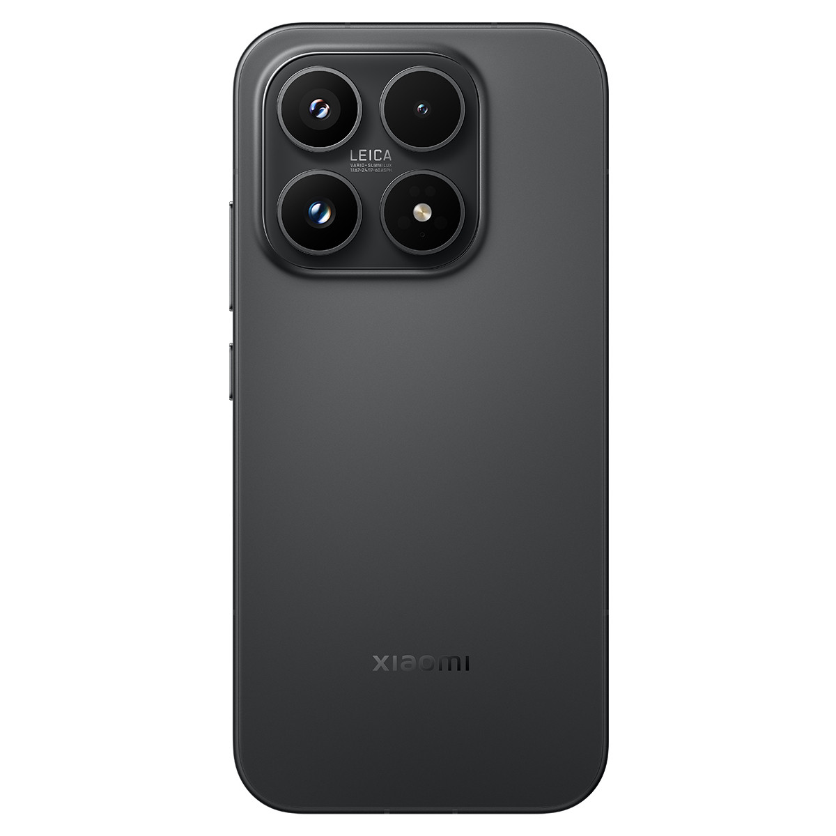 Dunkelgraues Smartphone mit vier Kameras und Leica-Branding.
