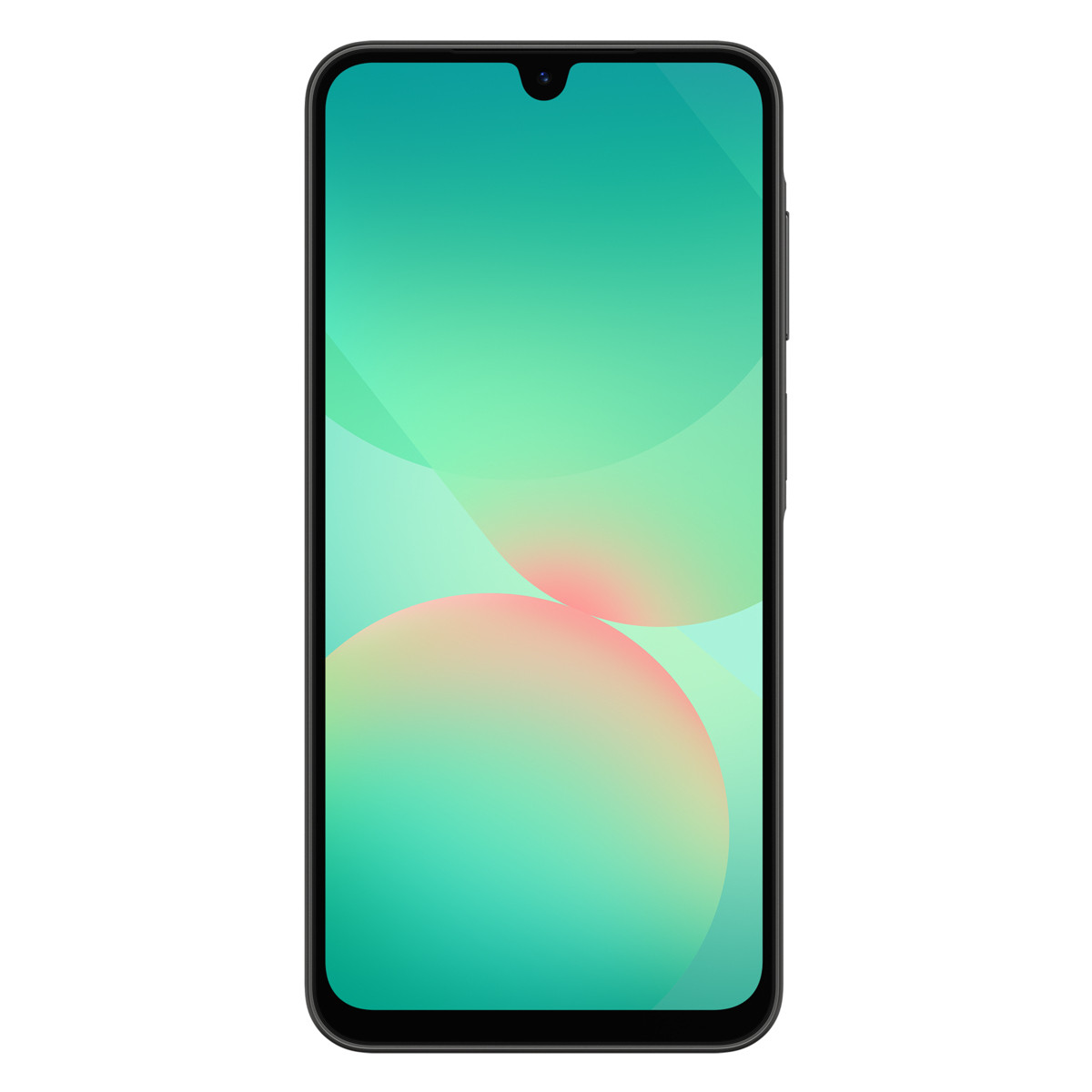 Uno smartphone nero con uno sfondo sfumato sul display.