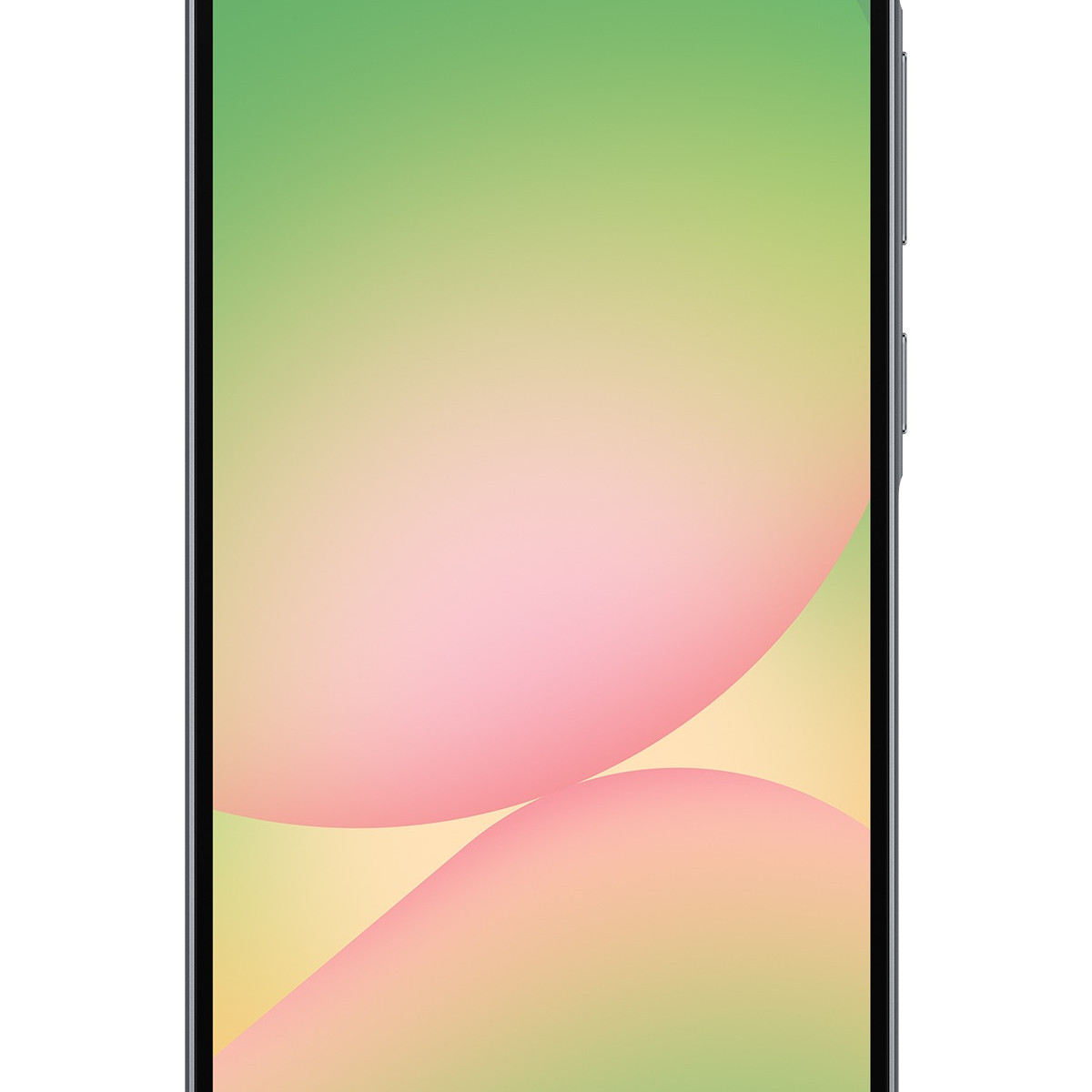 Uno smartphone con uno sfondo sfumato nei toni del verde, rosa e giallo.