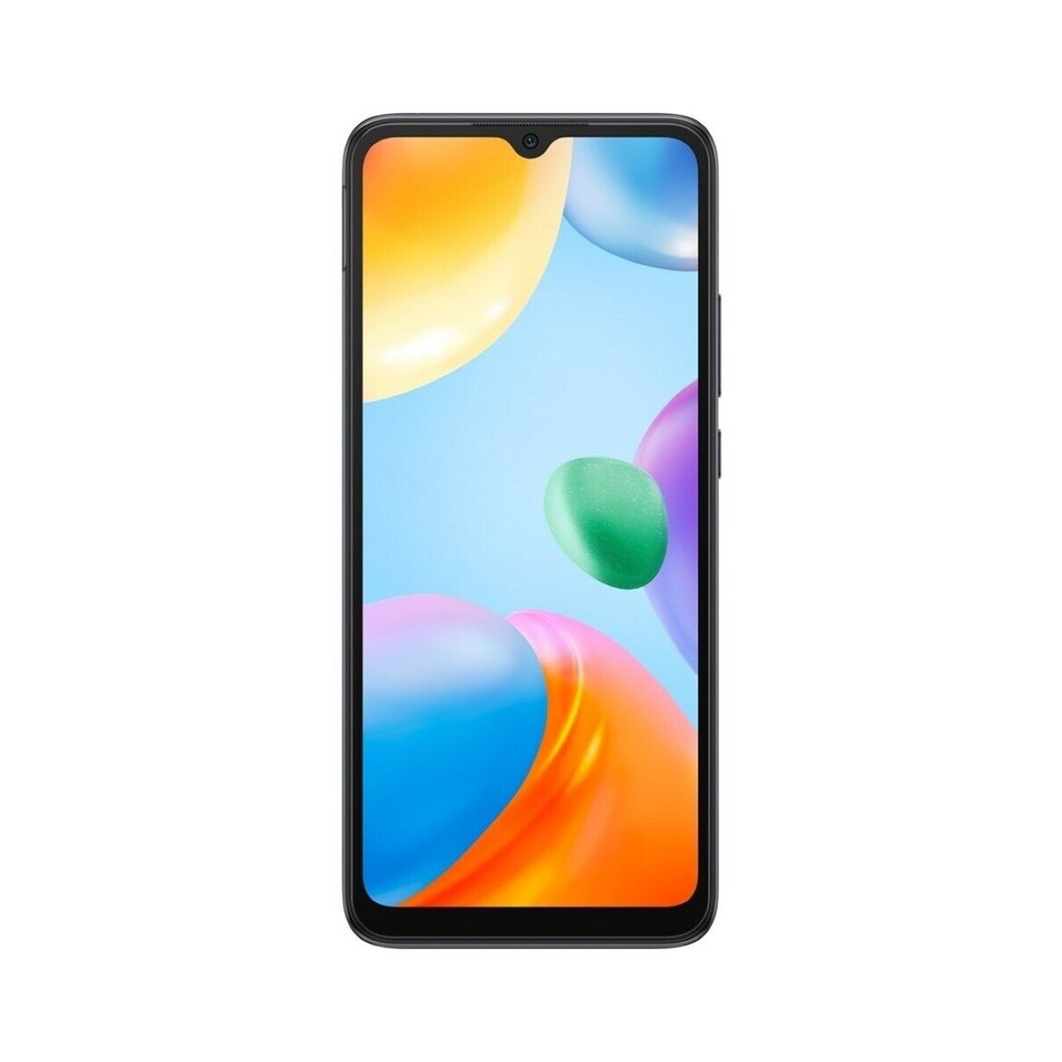 Uno smartphone nero con uno sfondo astratto colorato.