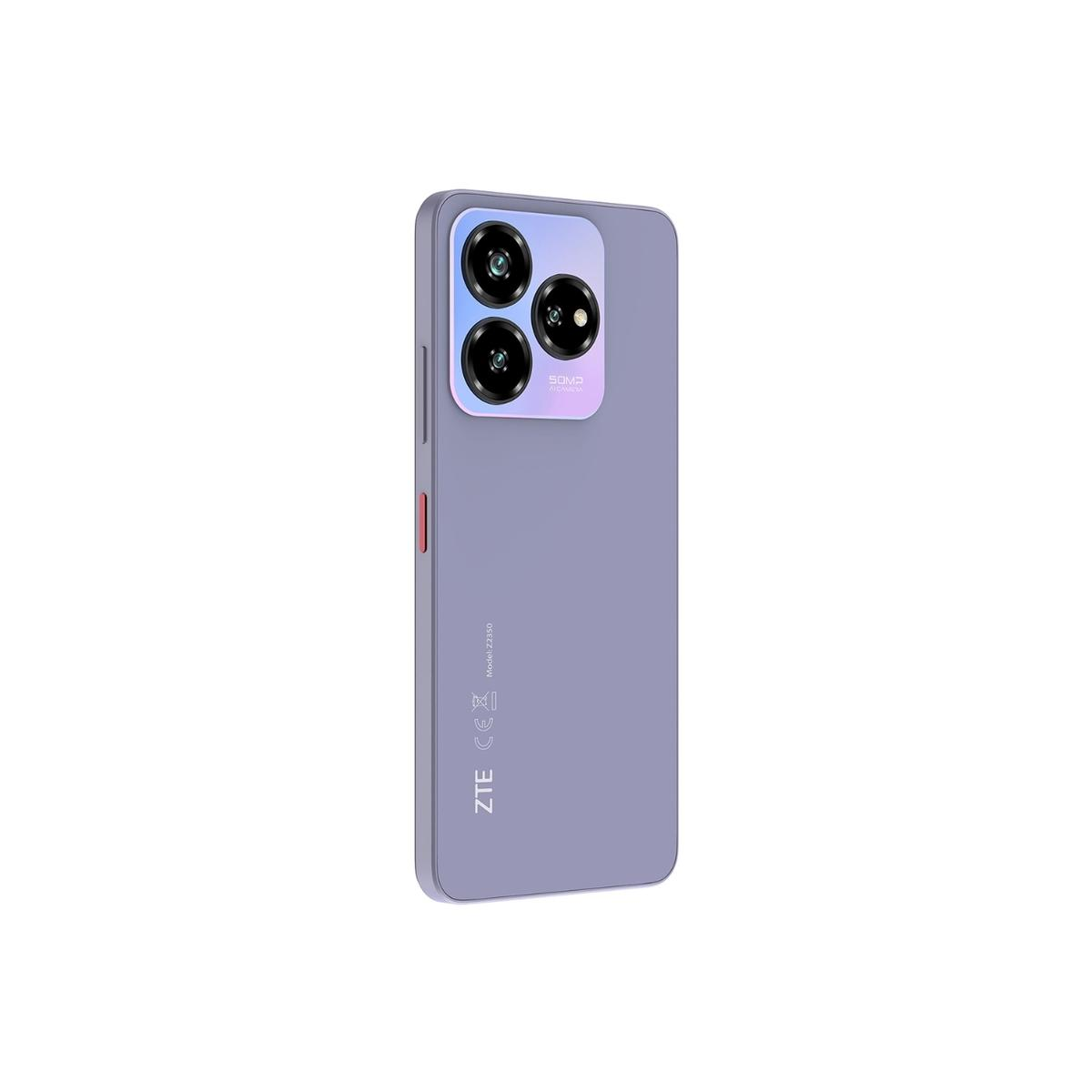 Uno smartphone viola con tripla fotocamera posteriore, modello Z350.