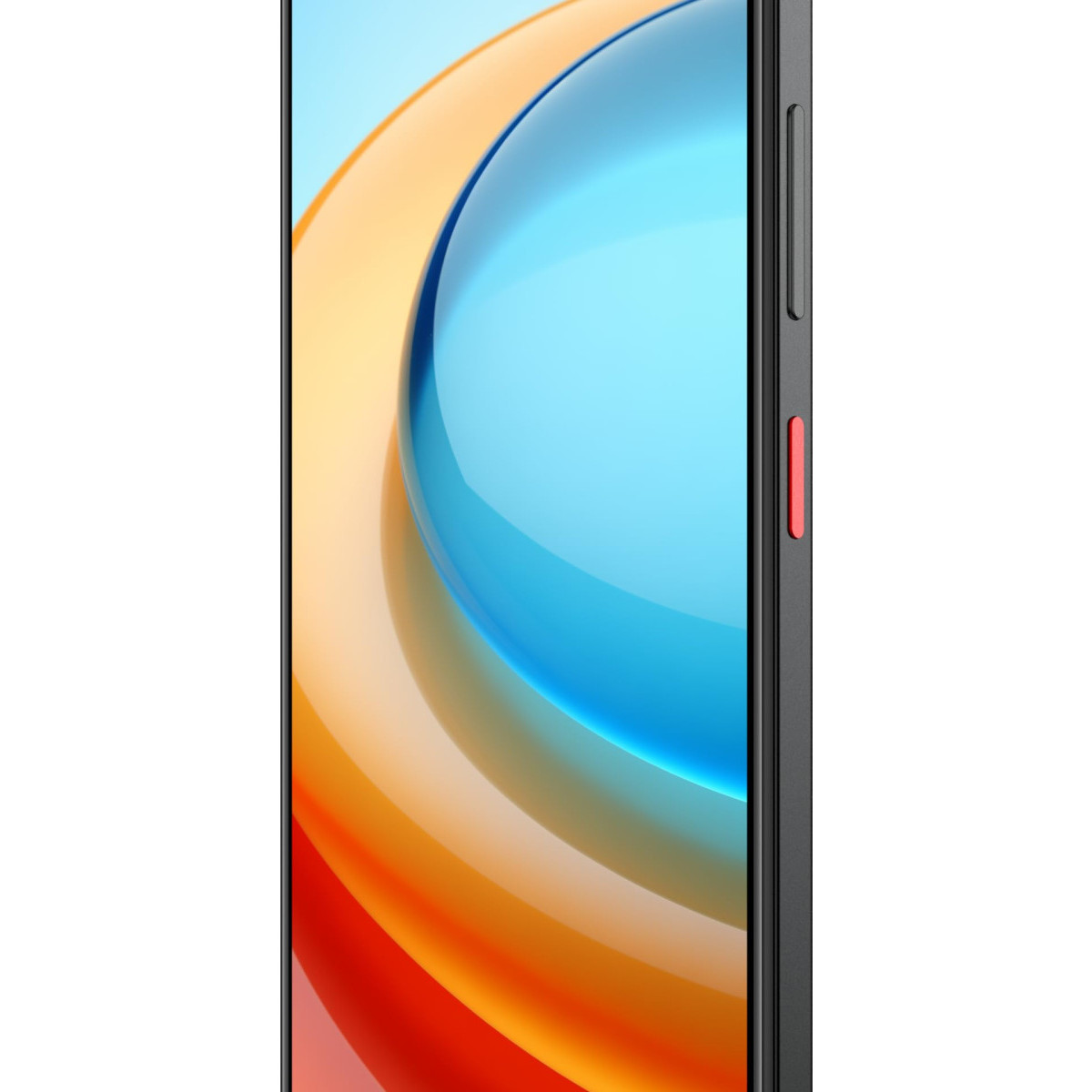 Uno smartphone con uno sfondo sfumato dinamico blu e arancione.
