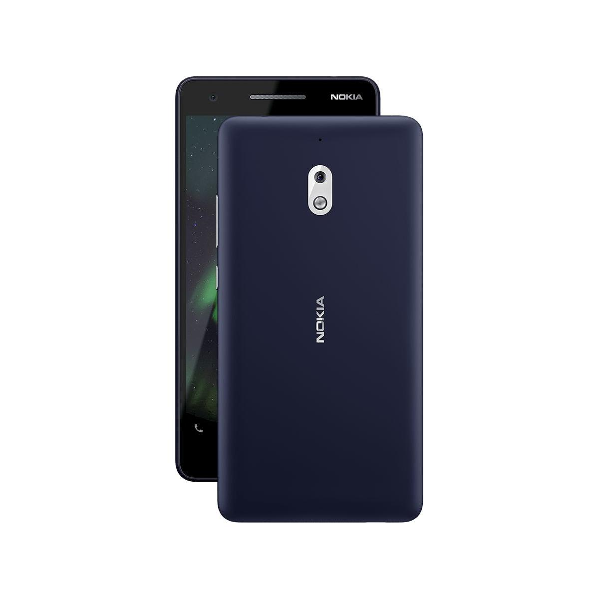 Ein dunkelblaues Nokia-Smartphone mit Kamera auf der Rückseite.