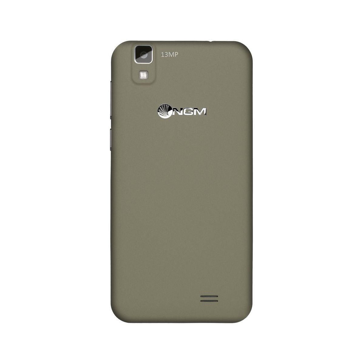 Retro di uno smartphone grigio con fotocamera da 13MP e logo NGM.