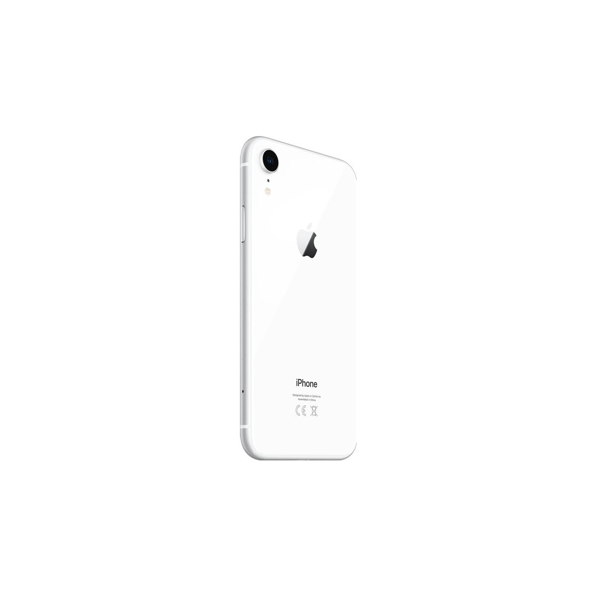 Achterkant van een witte iPhone met Apple-logo en camera.