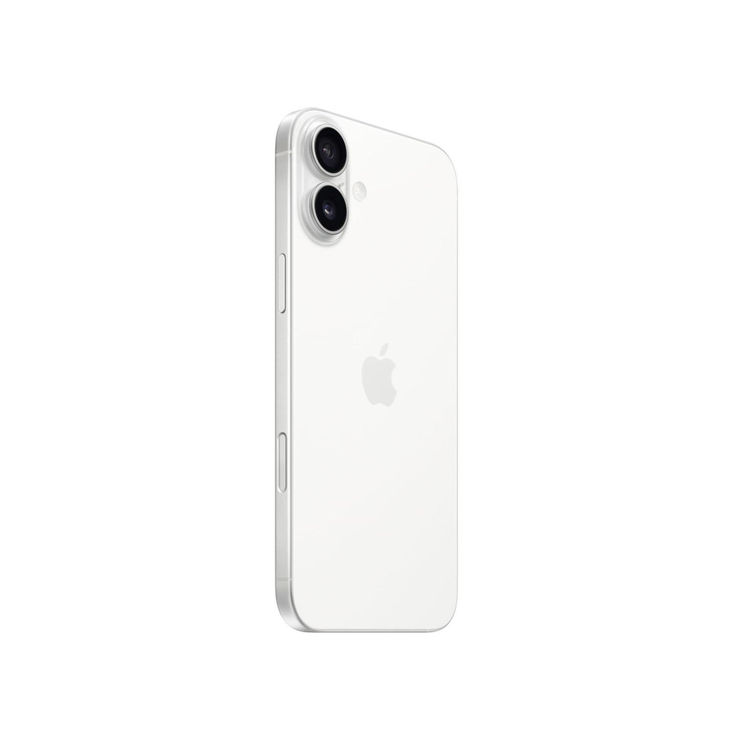 Biały iPhone 13 z dwoma aparatami z tyłu.