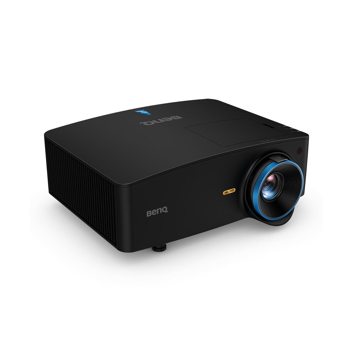 Proiettore BenQ nero con anello lente blu e etichetta "4K HDR".