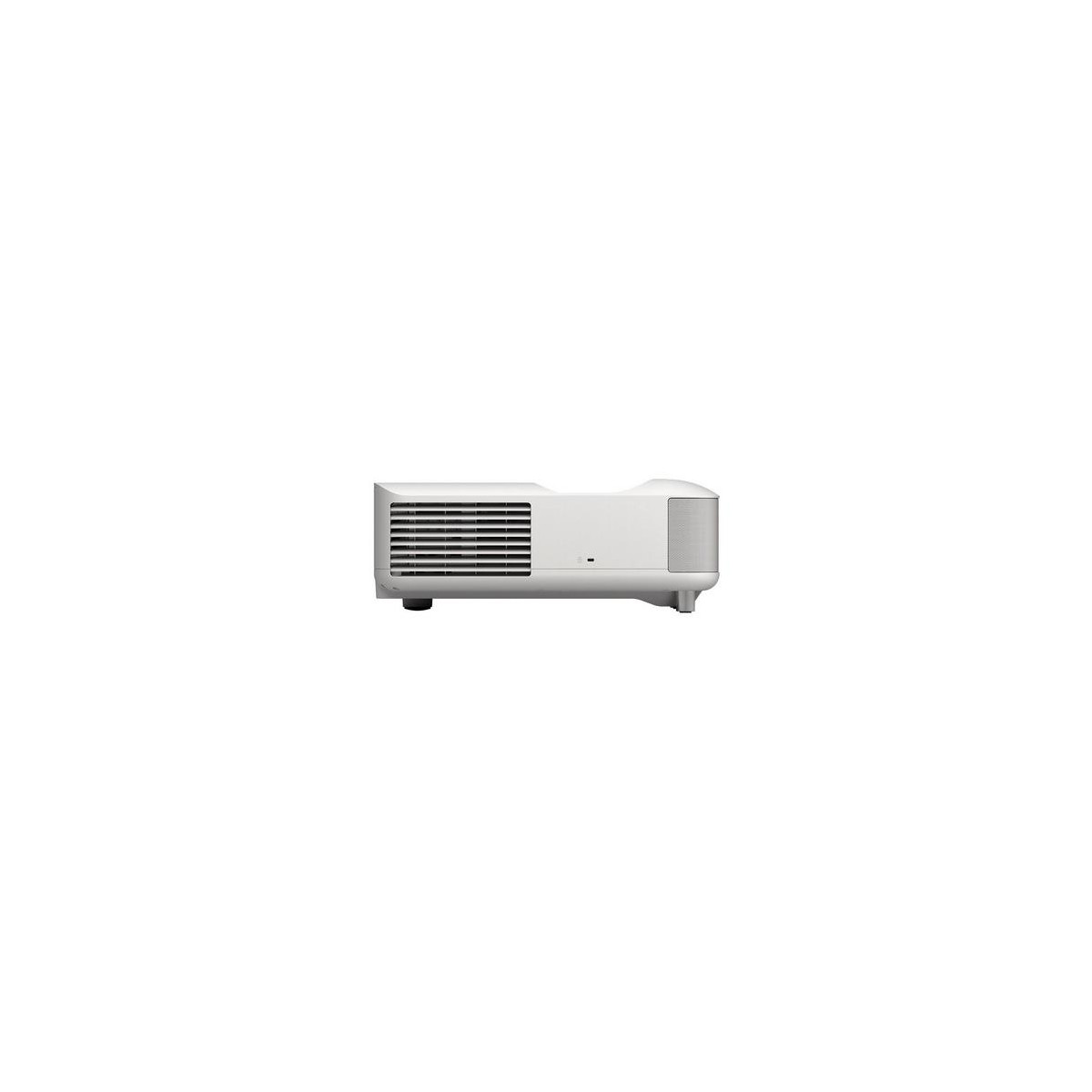 Un projecteur blanc avec des fentes de ventilation sur fond blanc.