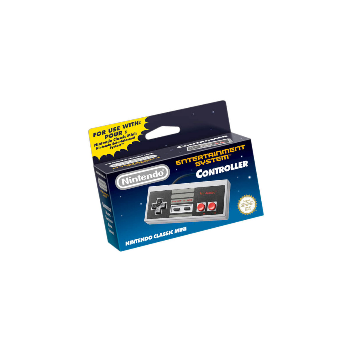 Verpackung für einen Nintendo Classic Mini Controller mit Sternenhimmel.