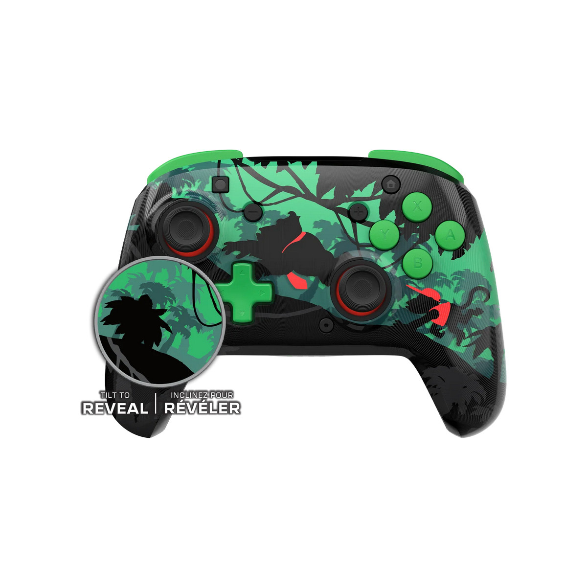 Ein Controller mit Dschungelmotiv und Donkey Kong Silhouette.