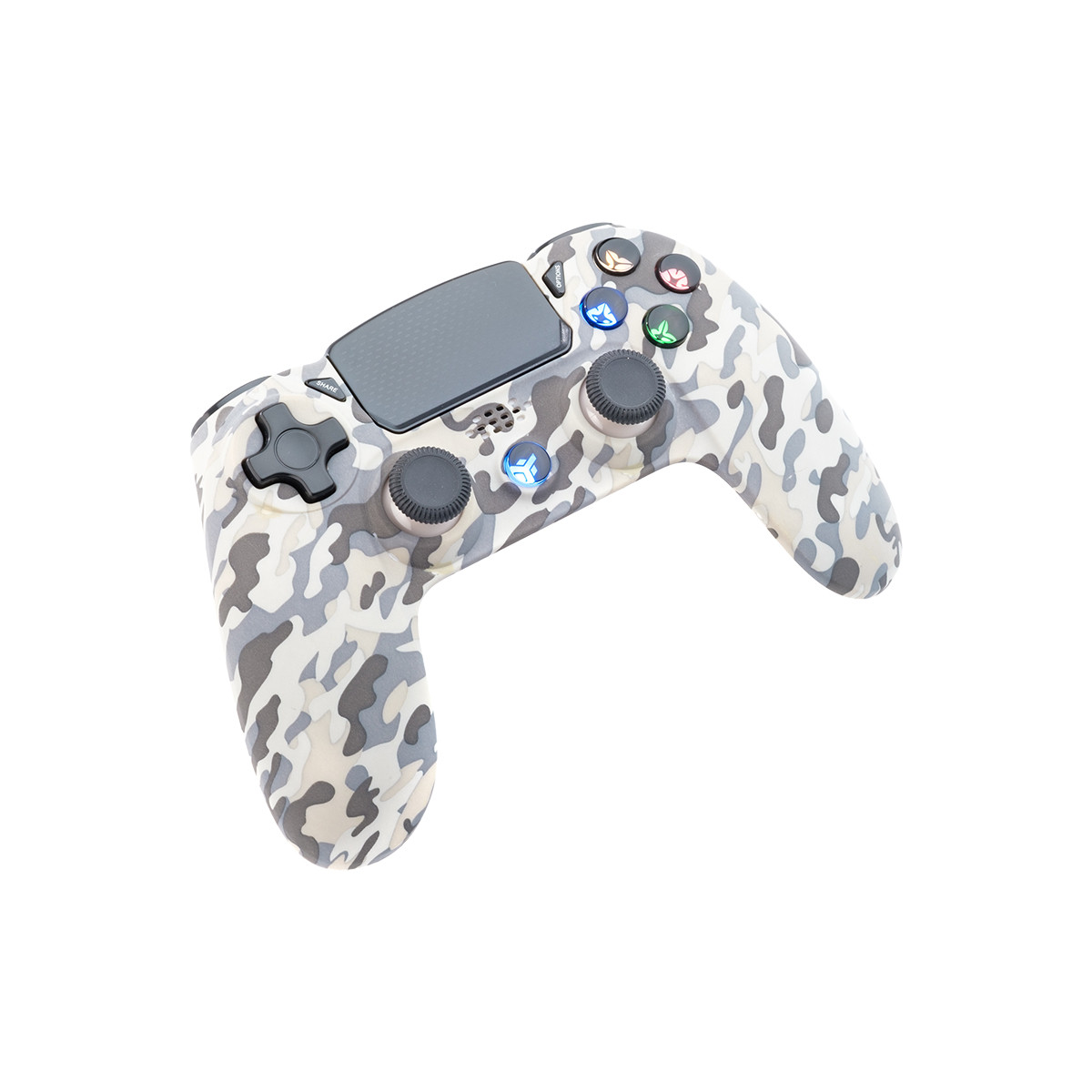 Un controller mimetico con motivi mimetici grigi, bianchi e beige.